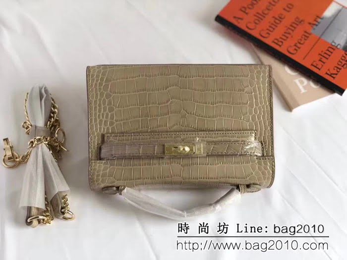 愛馬仕Hermès mini Kelly鱷魚紋時尚百搭包 可單肩手拿 0AM1648